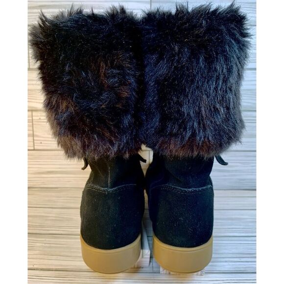 Lands End Mendota Tall Boots Black Suede W/ Faux Fur S:6.5 - Picture 6 of 8